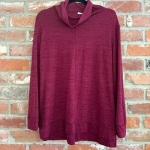 A New Day Burgundy Tunic Cowl Neck Top Shirt Medium